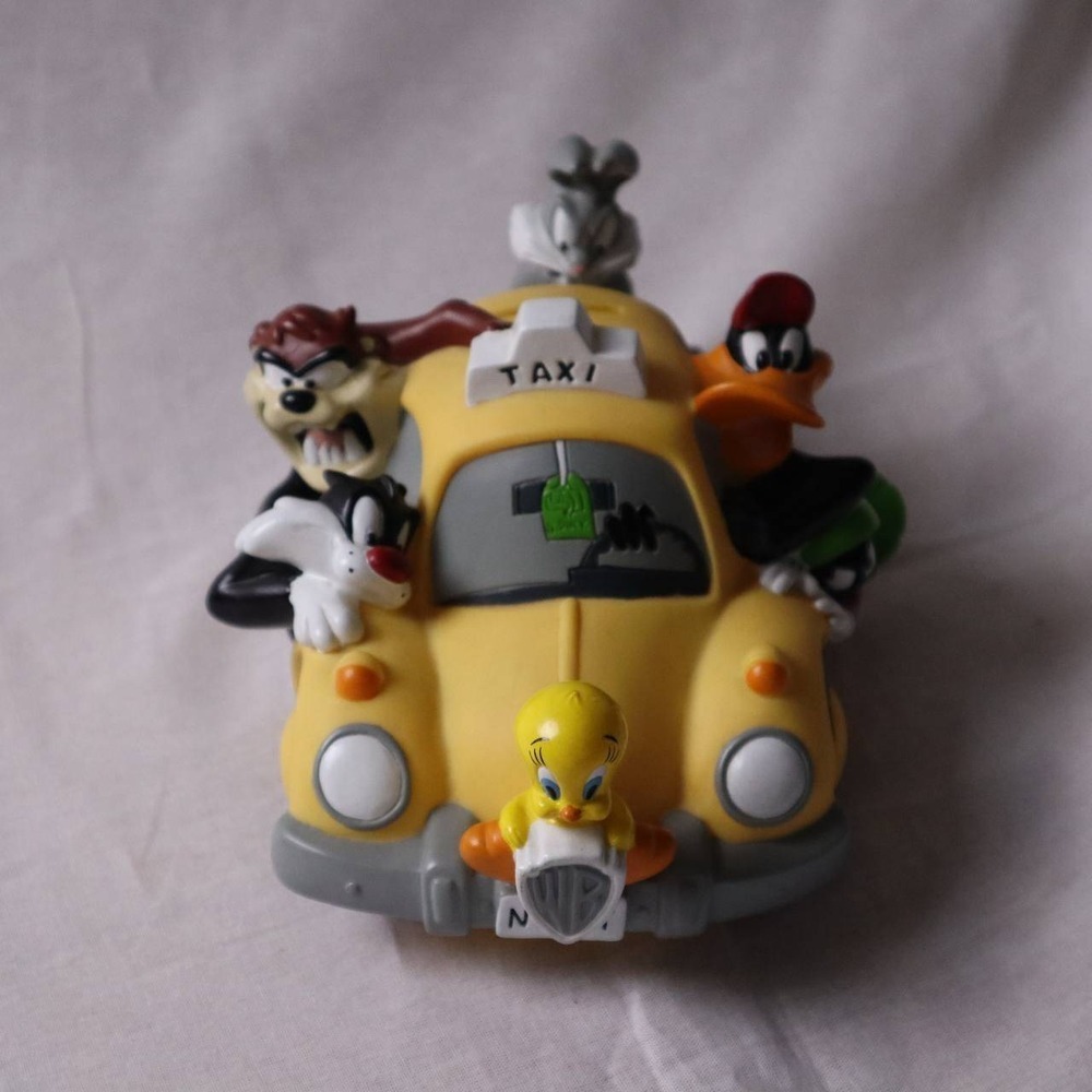 Vintage Looney Tunes Coin Bank Warner Bros Taxi Cab Tweety Bugs Daffy Taz Marvin